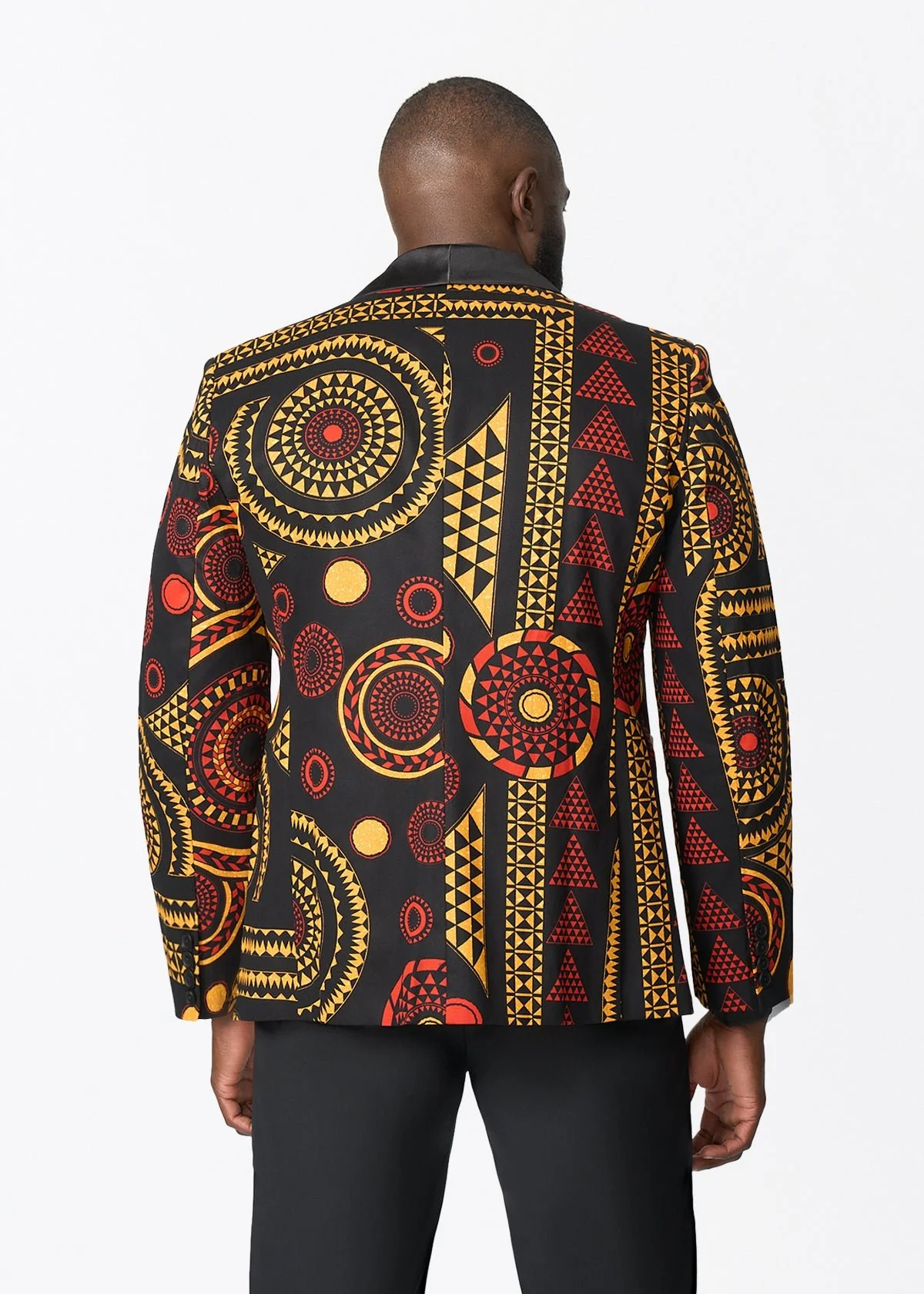 Aadan Men's African Print Blazer (Black Spice Medallion) - Image 5