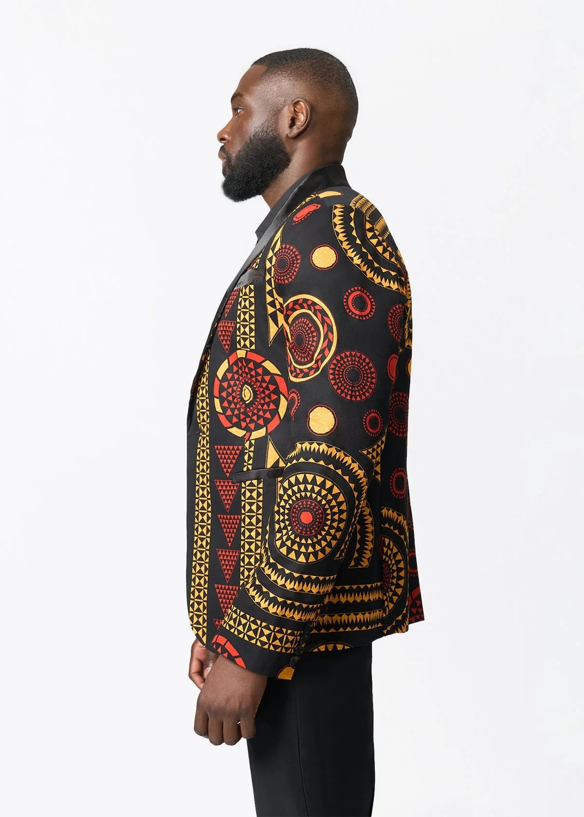 Aadan Men's African Print Blazer (Black Spice Medallion) - Image 6