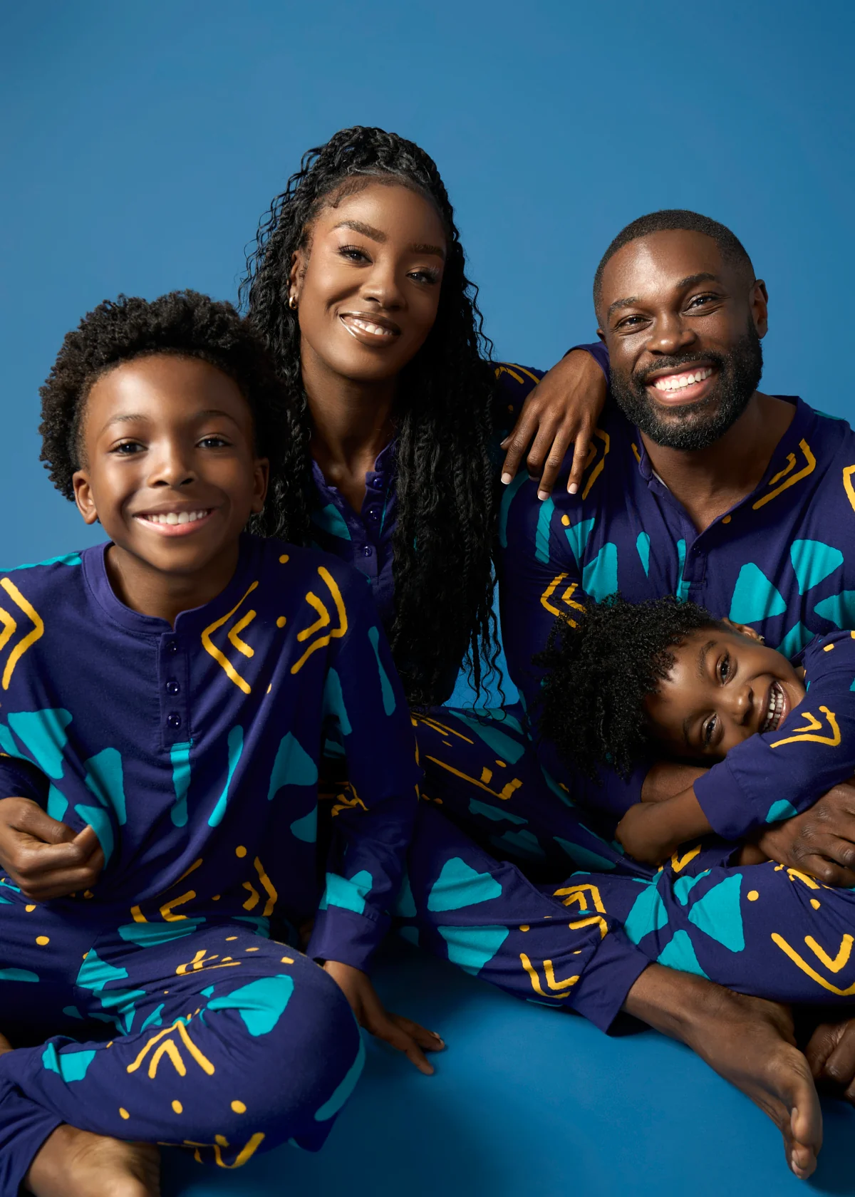 Abeje Kids' Unisex African Print Pajama Set (Navy Gold Mudcloth) - Image 5