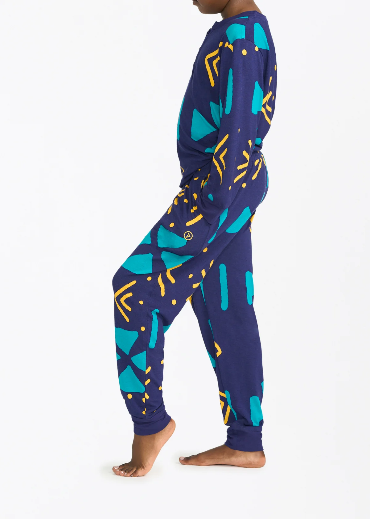 Abeje Kids' Unisex African Print Pajama Set (Navy Gold Mudcloth) - Image 6