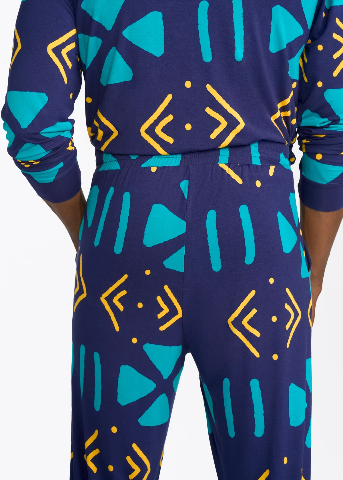Abeje Kids' Unisex African Print Pajama Set (Navy Gold Mudcloth) - Image 7