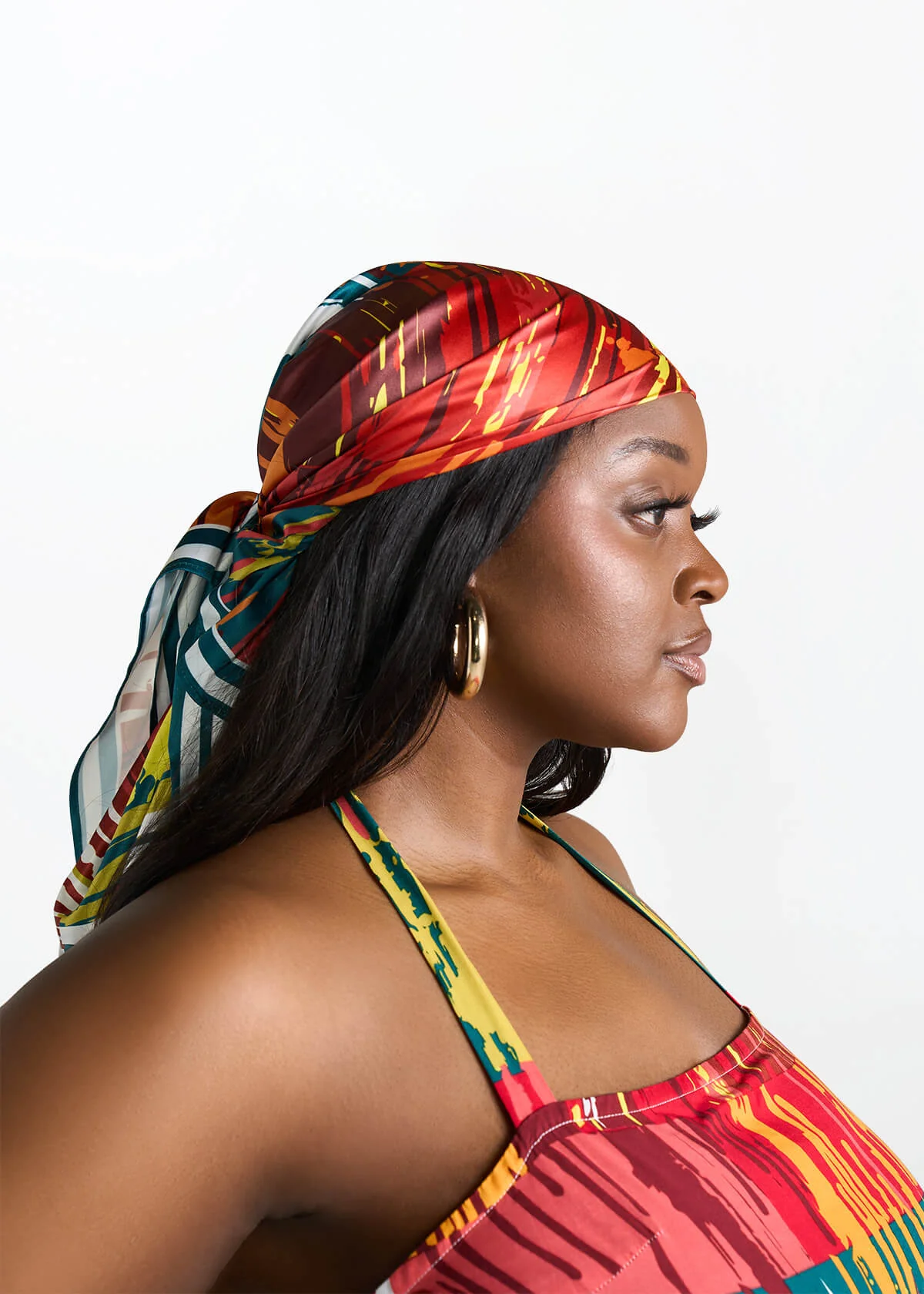 Abeni Women's African Print Scarf (Forest Paint Splatter) - Image 2