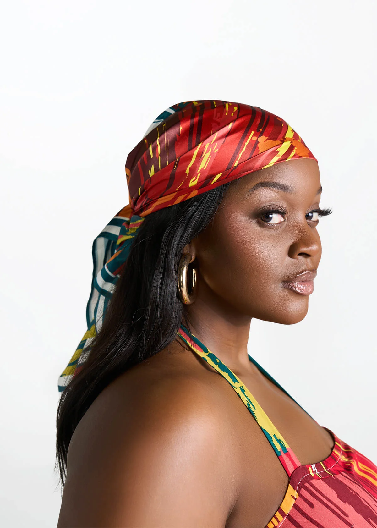 Abeni Women's African Print Scarf (Forest Paint Splatter) - Image 3