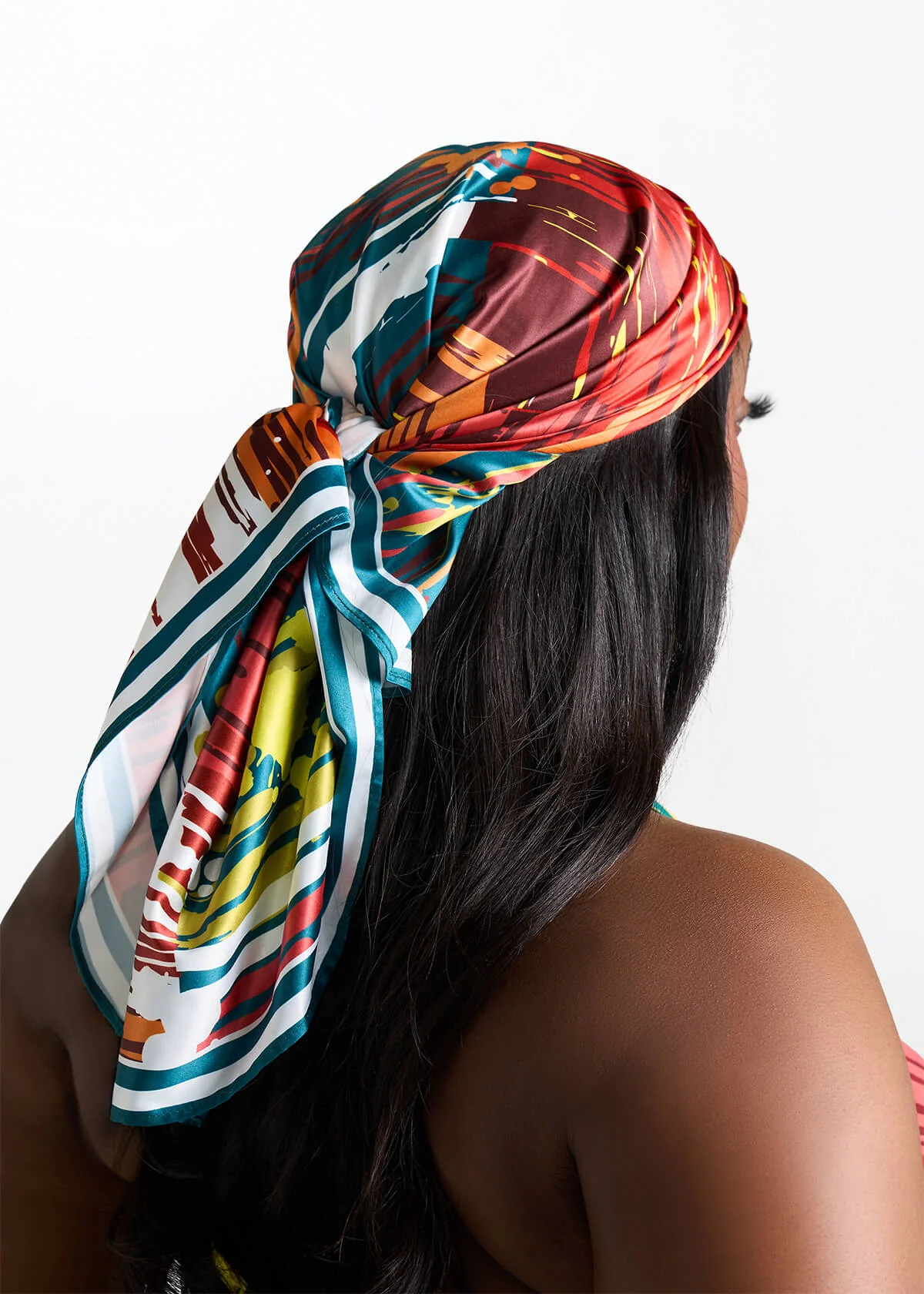 Abeni Women's African Print Scarf (Forest Paint Splatter) - Image 4