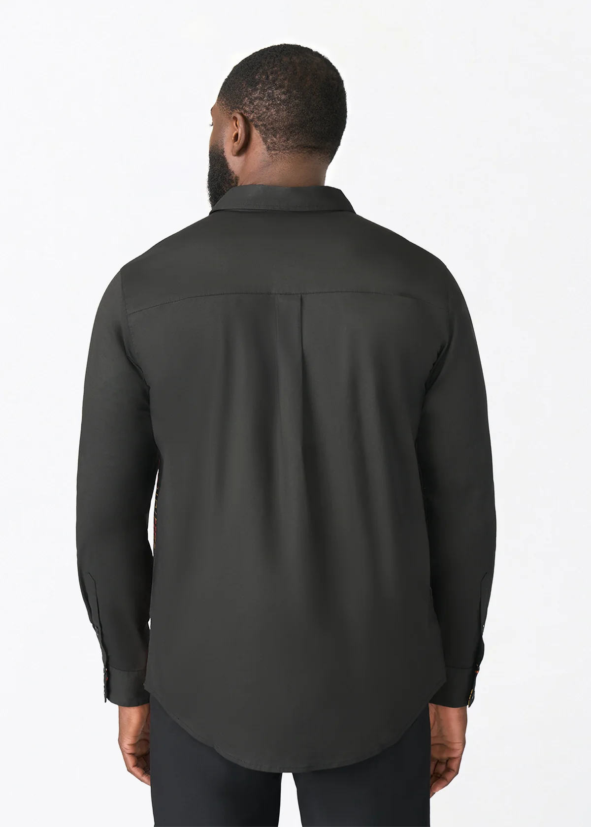 Abiade Men's African Print Button Up (Black Cinnamon Geometric) - Image 4