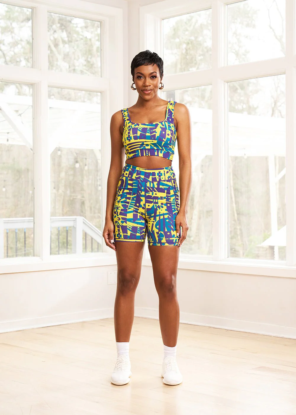 Adamma Women's African Print Sports Bra (Neon Tropical Stamp) - Image 3