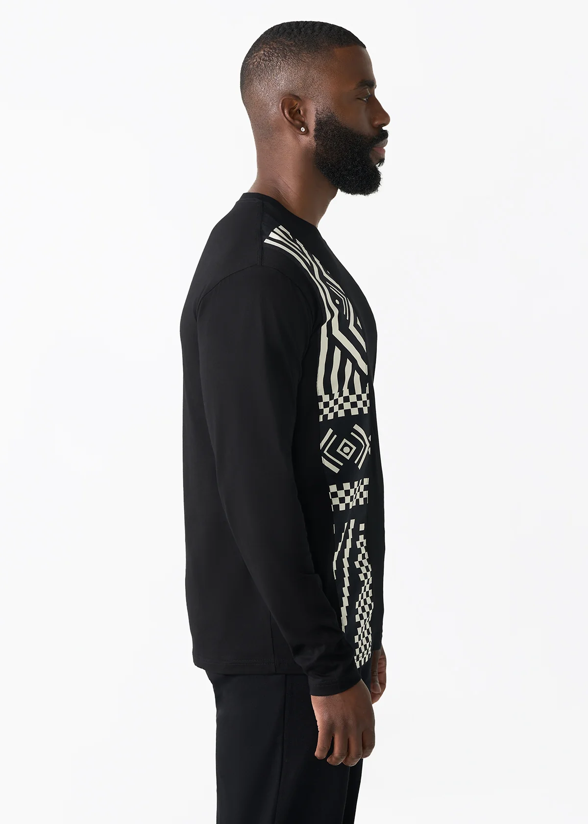 Addo Men's African Print Applique T-Shirt (Black Cream Tribal) - Image 6