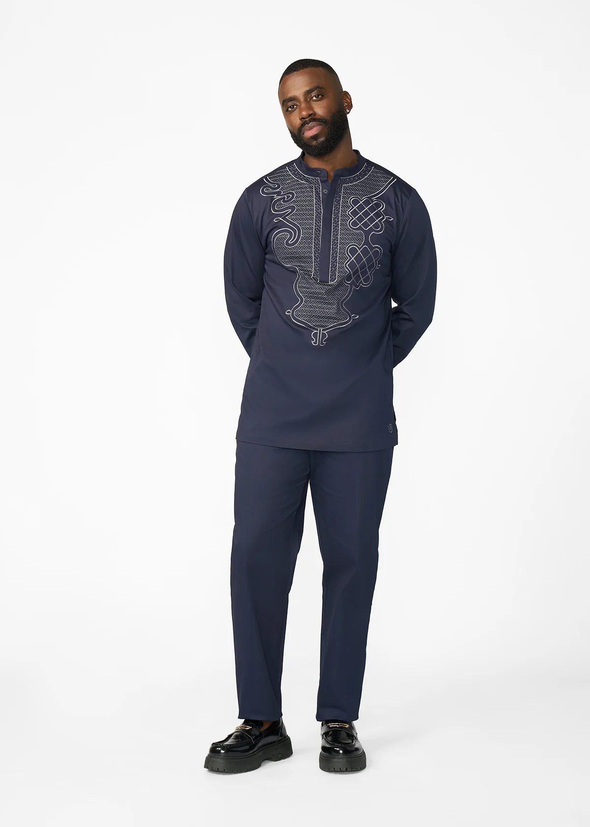 Adil Men's Traditional Dress Pants with Drawstring (Navy) - Image 6
