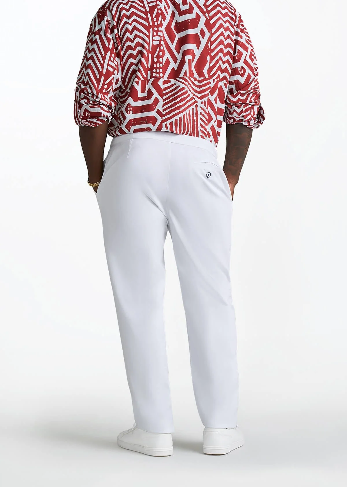 Adil Men's Traditional Dress Pants with Drawstring (White) - Image 3