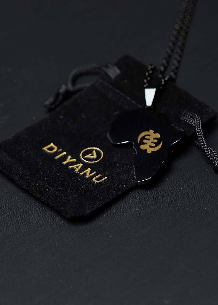 Adinkra Africa Map Black Necklace- Supremacy of God Symbol - Image 4