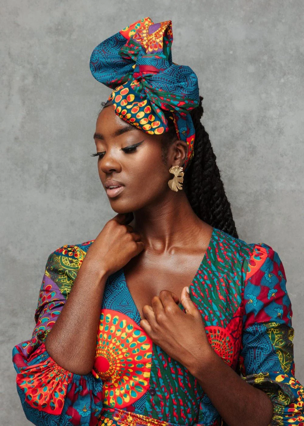 Women's African Print Head Wrap/Scarf (New Harvest Multipattern) - Image 2