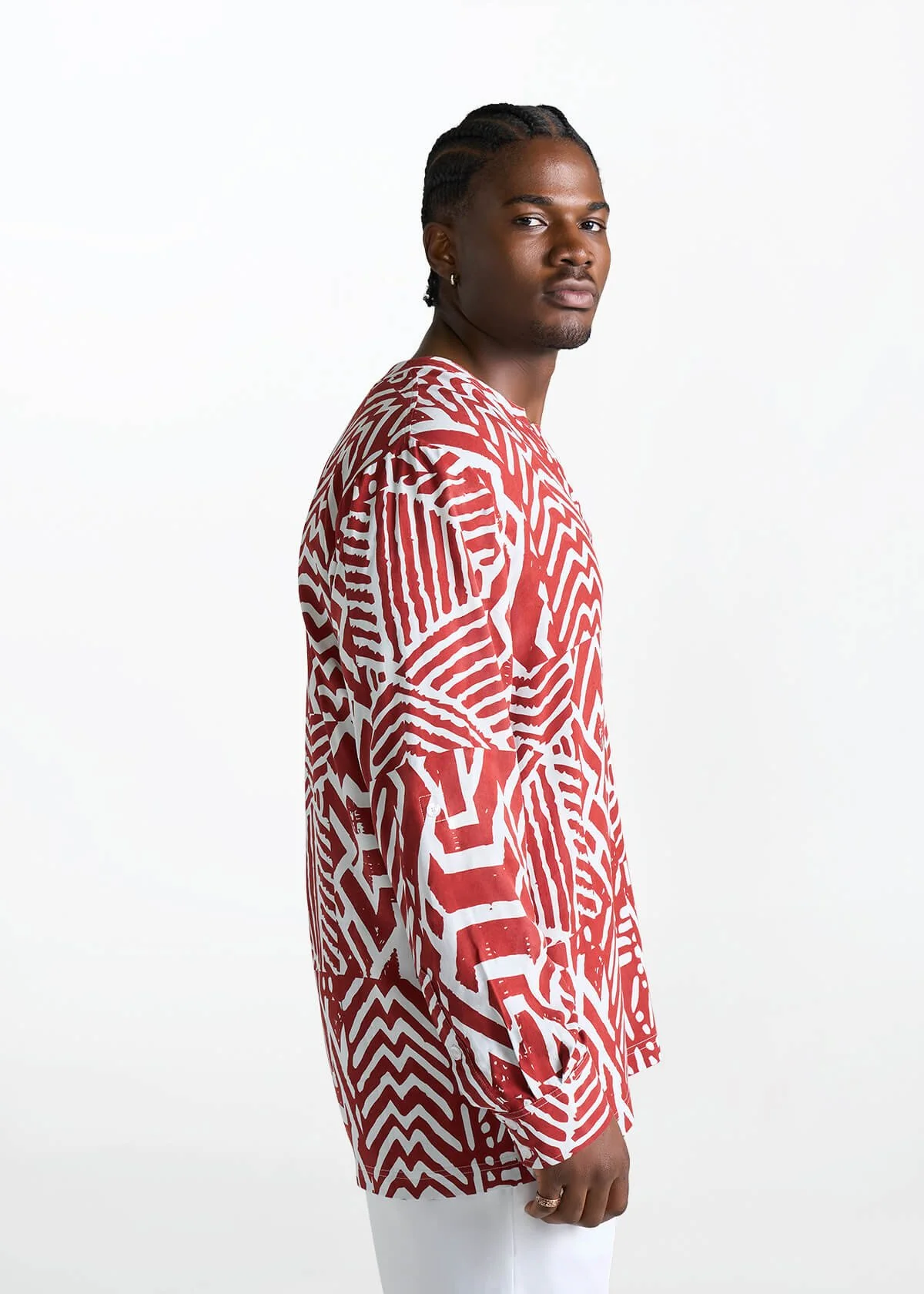 Ajisomo Men's African Print Tunic (Brick Multipattern) - Image 3