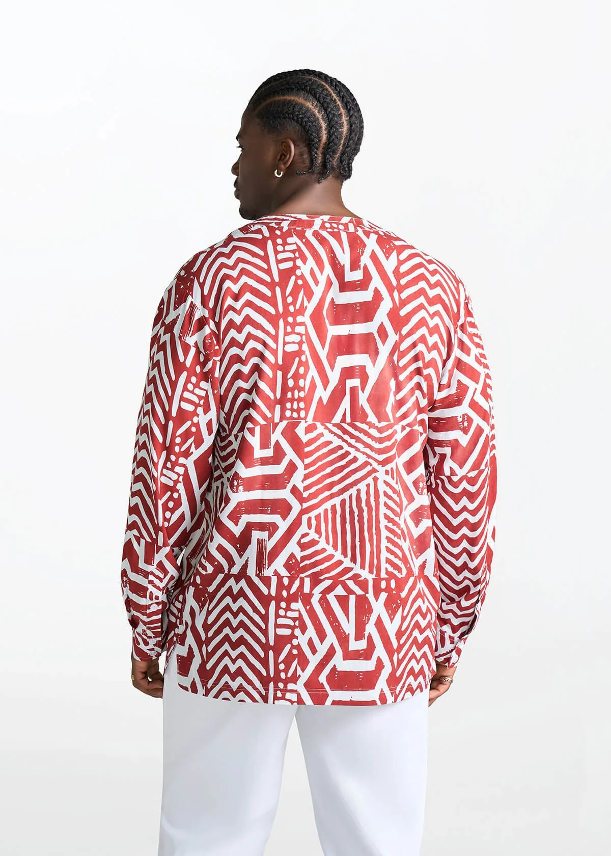 Ajisomo Men's African Print Tunic (Brick Multipattern) - Image 4