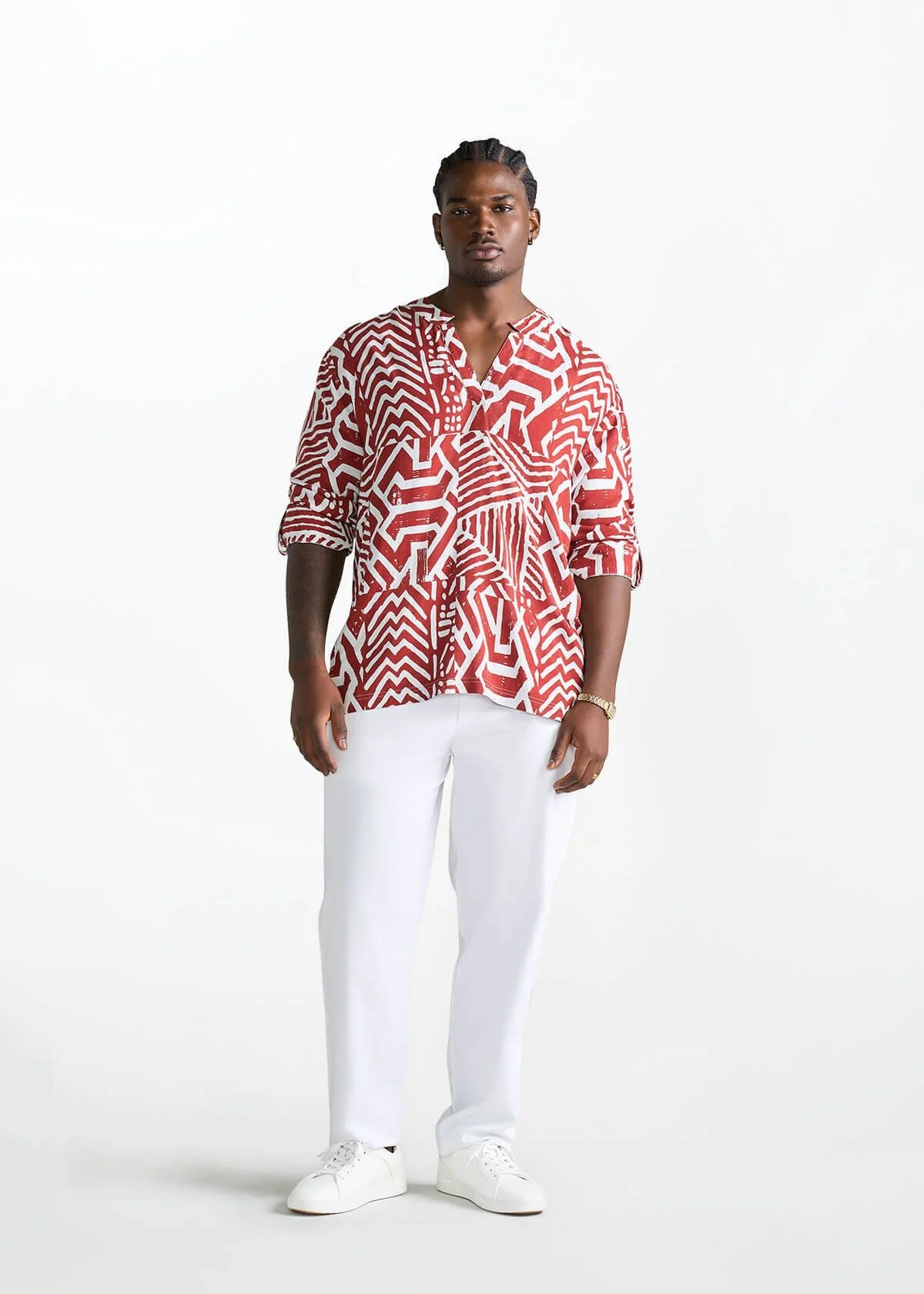 Ajisomo Men's African Print Tunic (Brick Multipattern) - Image 5