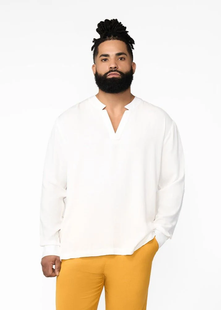 Ajisomo Men's African Tunic (White) - Clearance