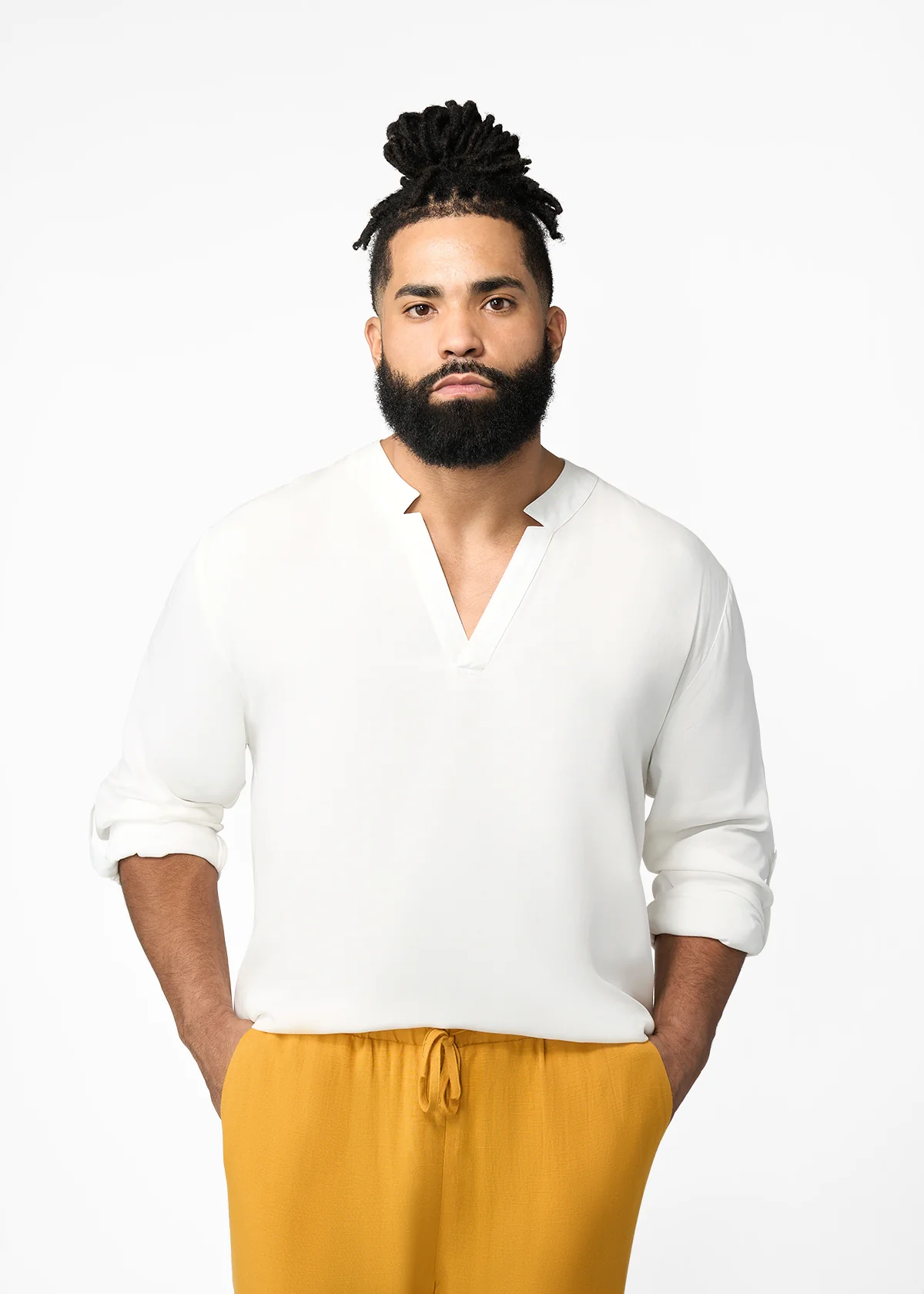 Ajisomo Men's African Tunic (White) - Clearance - Image 2