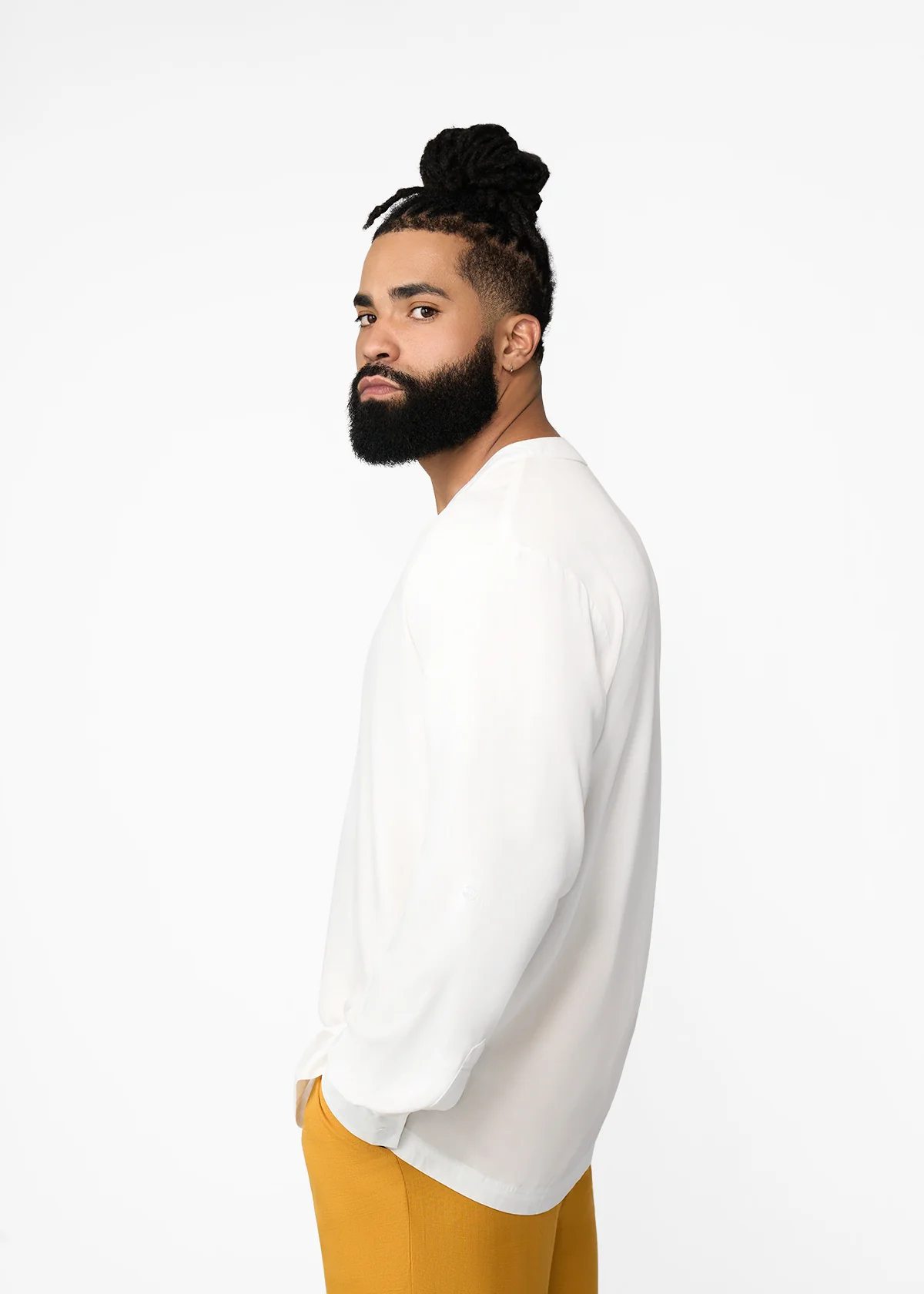 Ajisomo Men's African Tunic (White) - Clearance - Image 3