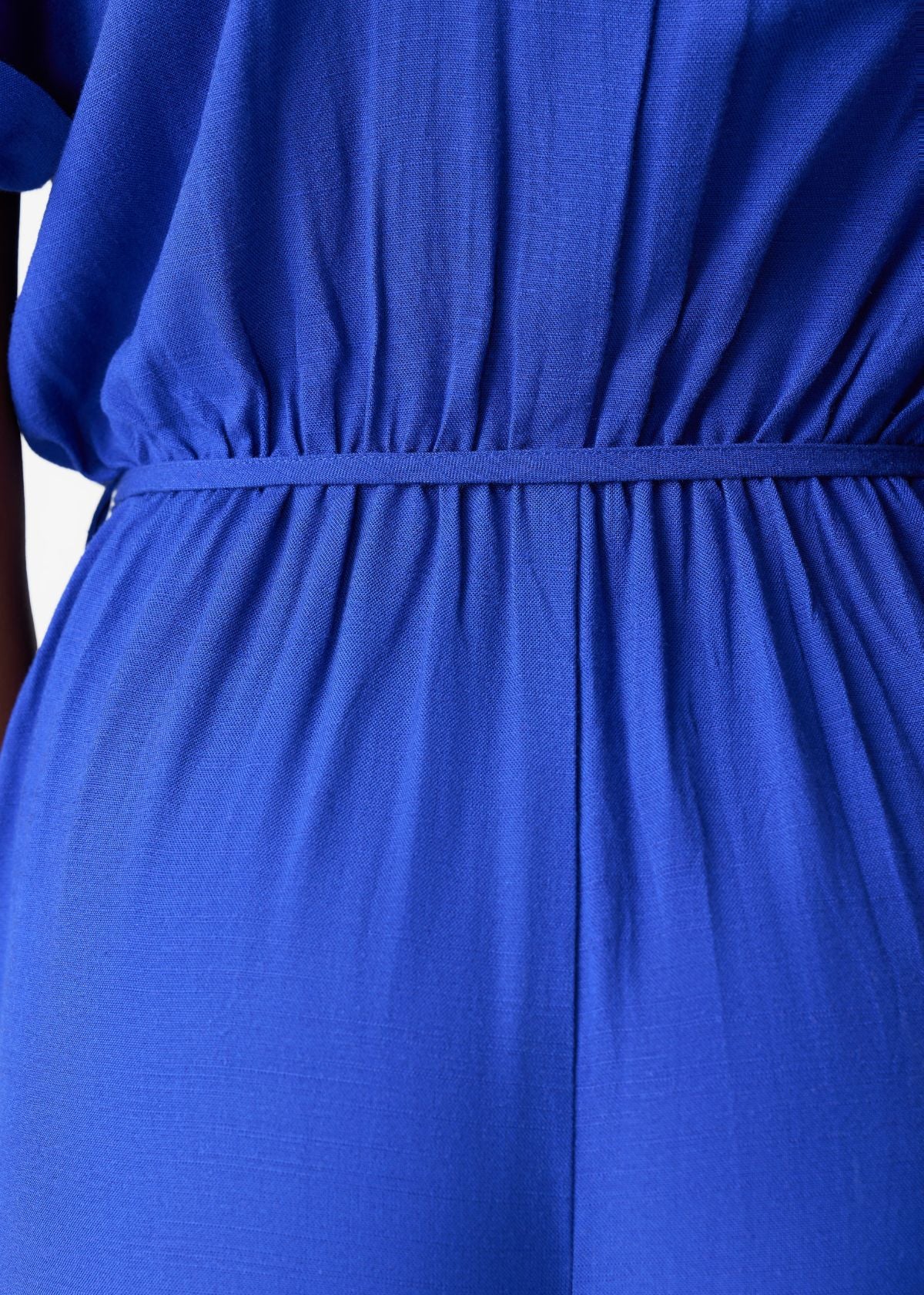 Alheri Women’s African Linen Blend Button Front Jumpsuit (Cobalt) - Image 3