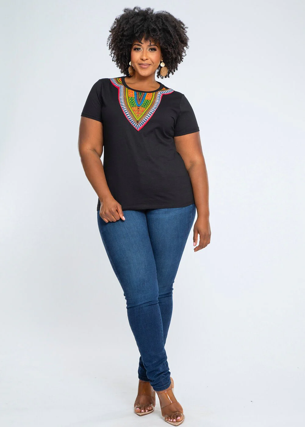 Amara Women's Dashiki T-Shirt (Black) - Image 3