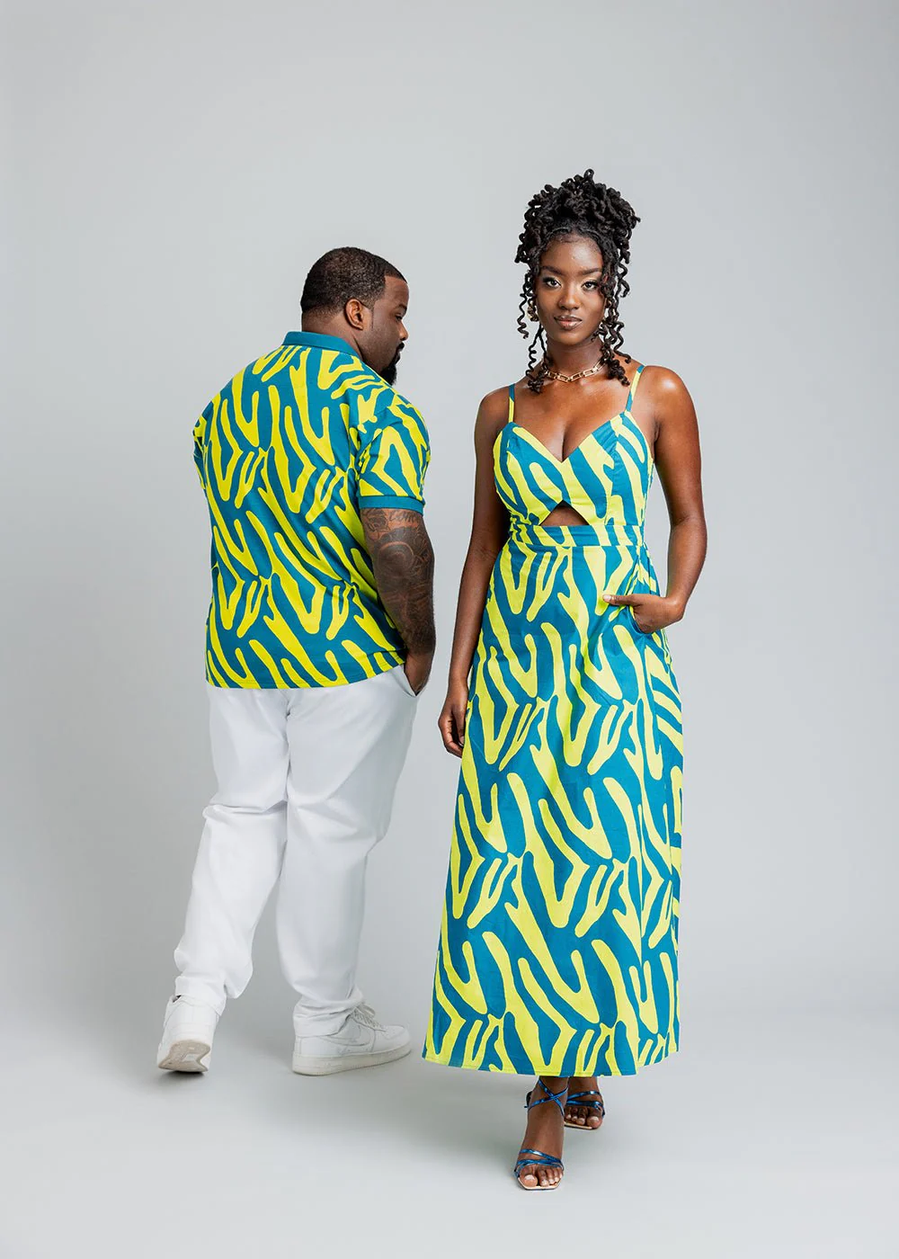Anjiola Women's African Print Maxi Dress (Lime Zebra Abstract) - Image 5