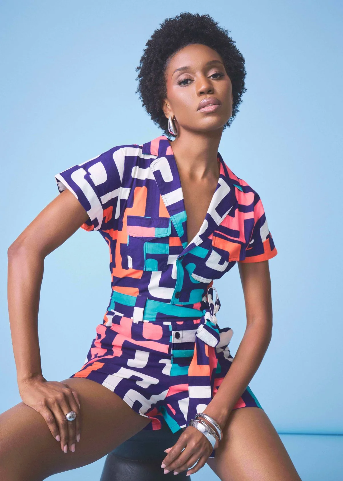 Asale Women's African Print Romper (Confetti Kuba) - Image 3