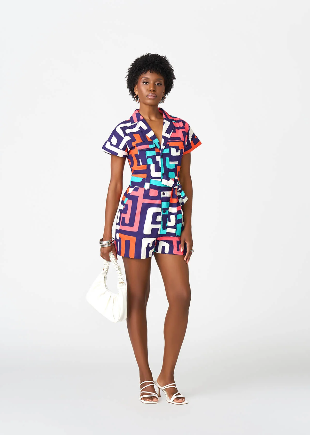 Asale Women's African Print Romper (Confetti Kuba) - Image 5