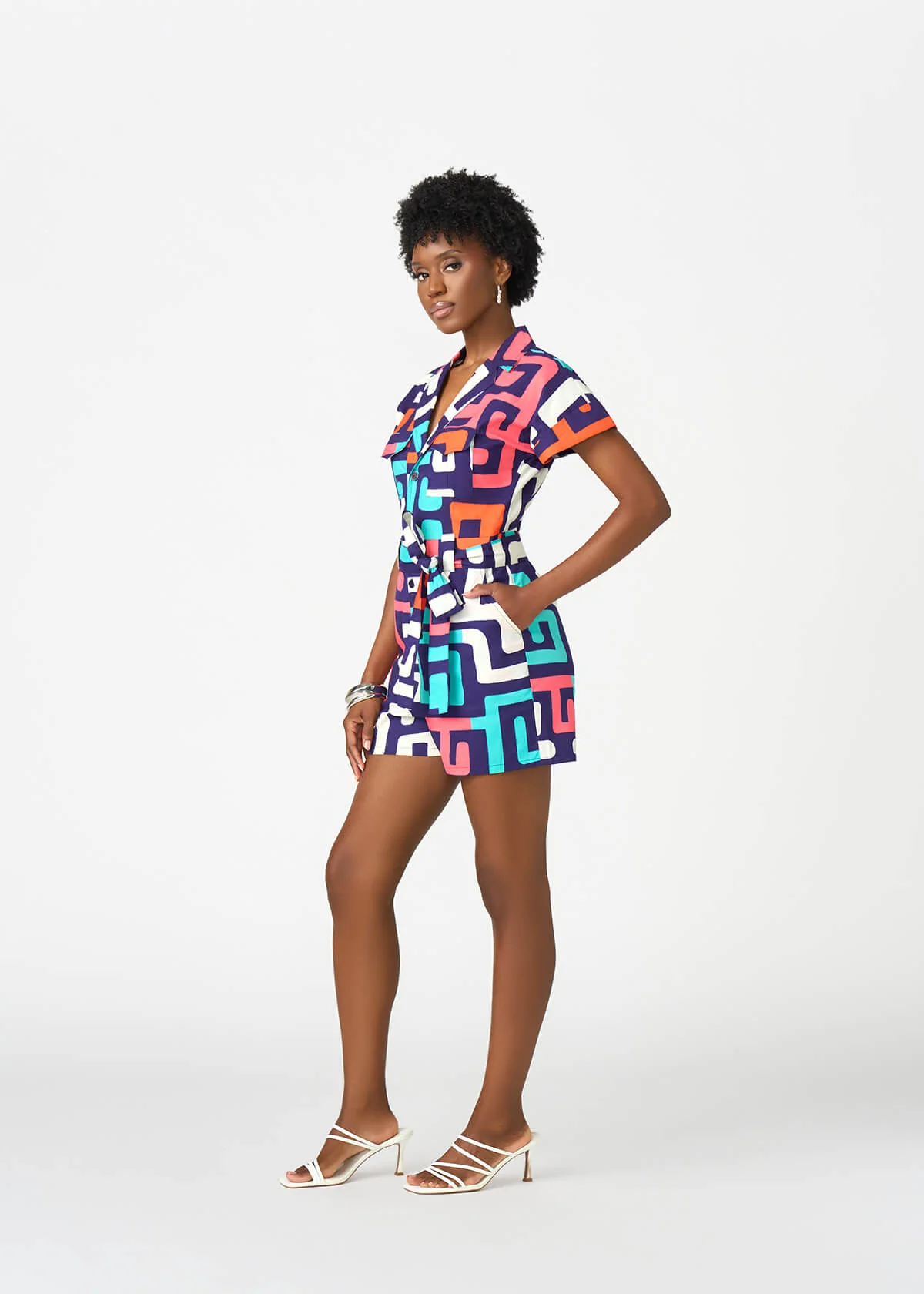 Asale Women's African Print Romper (Confetti Kuba) - Image 6