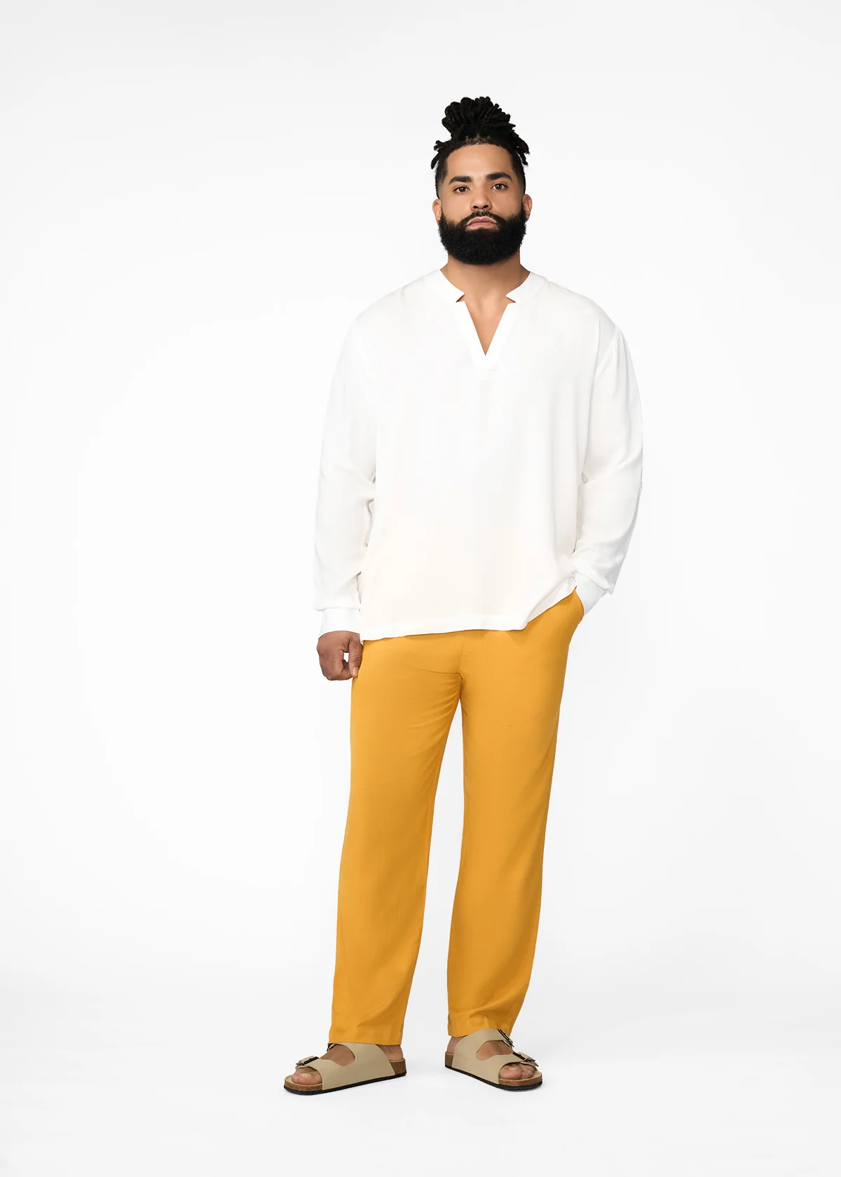 Asan Men's Linen Blend Pants (Gold) - Image 2