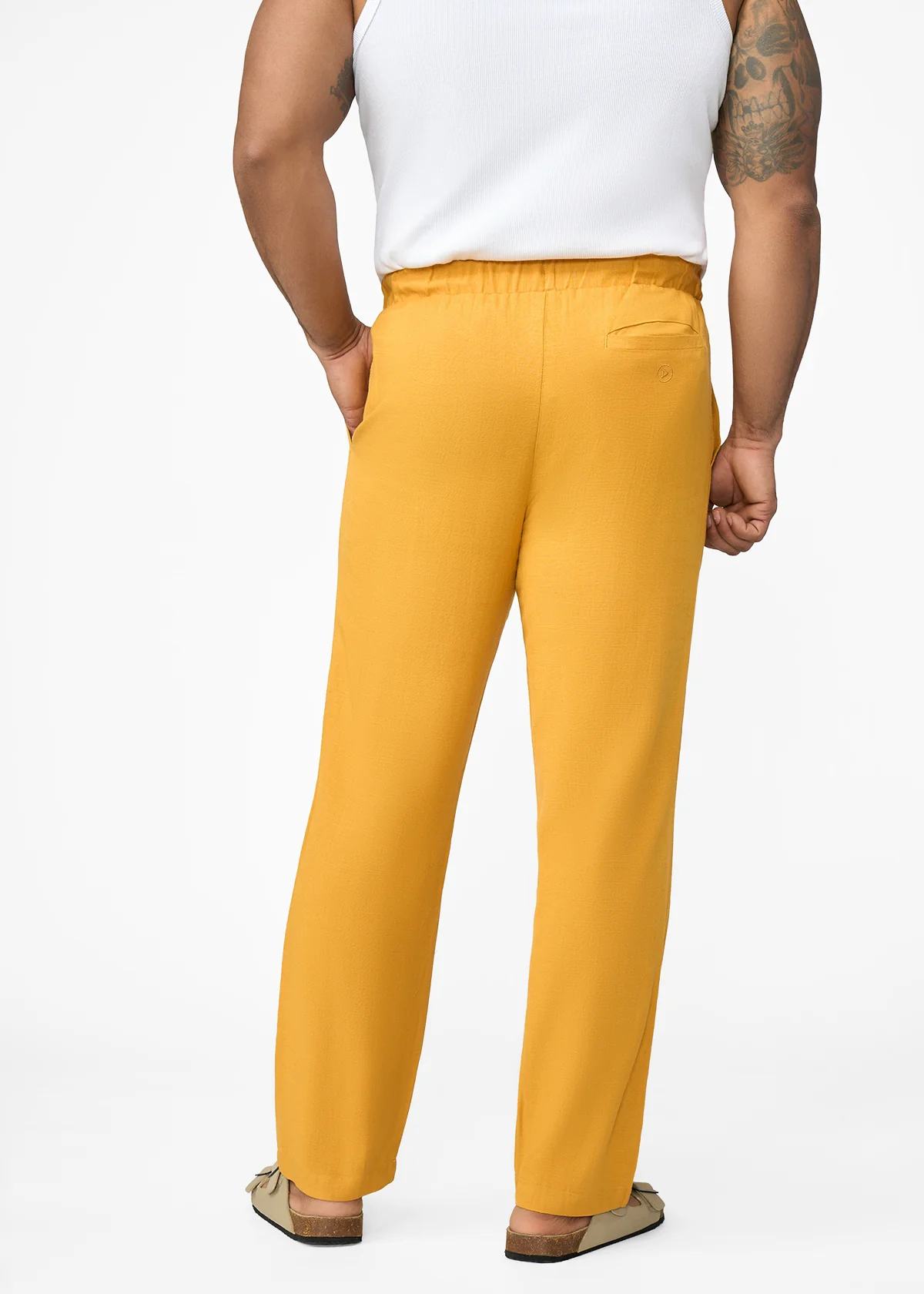 Asan Men's Linen Blend Pants (Gold) - Image 3