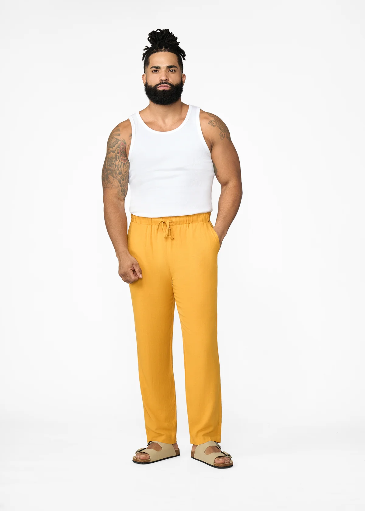 Asan Men's Linen Blend Pants (Gold) - Image 6
