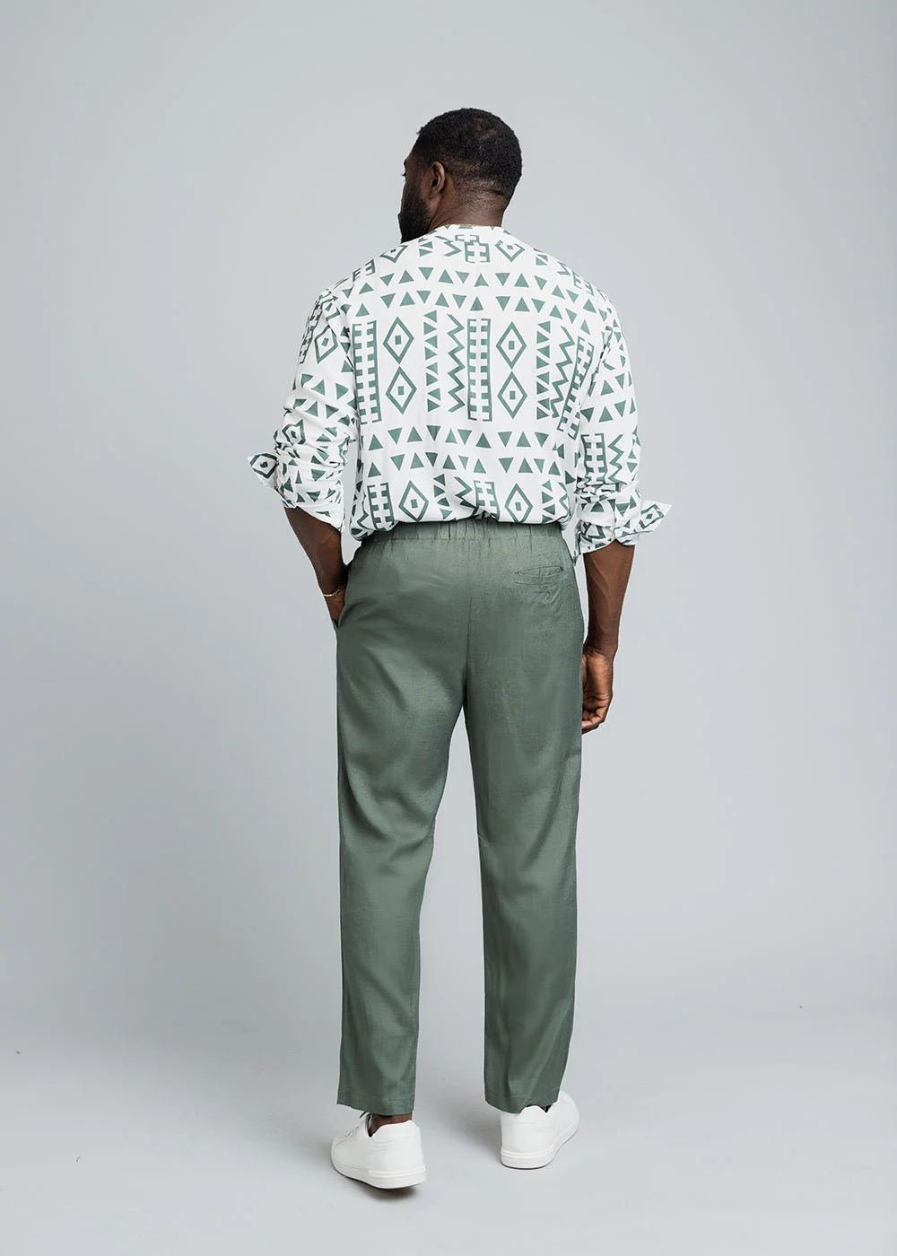 Asan Men's Linen Blend Pants (Olive) - Image 3