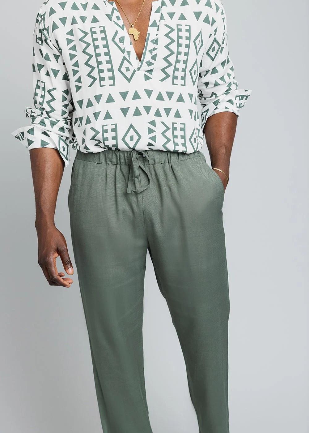 Asan Men's Linen Blend Pants (Olive) - Image 5