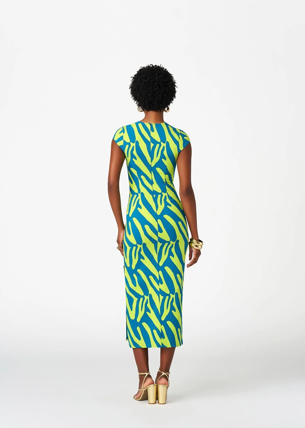 Ashantee Women's African Print Stretch Tunic Dress (Lime Zebra Abstract) - Image 4