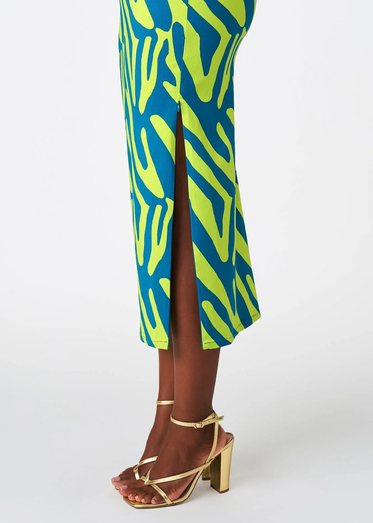 Ashantee Women's African Print Stretch Tunic Dress (Lime Zebra Abstract) - Image 5
