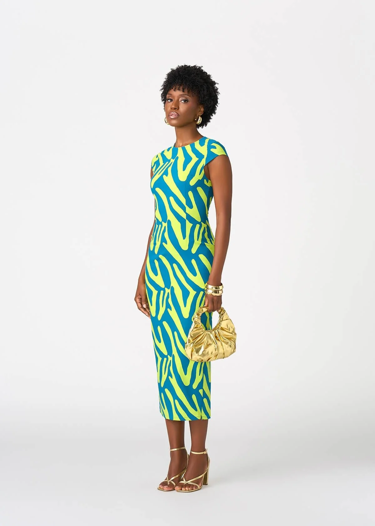 Ashantee Women's African Print Stretch Tunic Dress (Lime Zebra Abstract) - Image 6