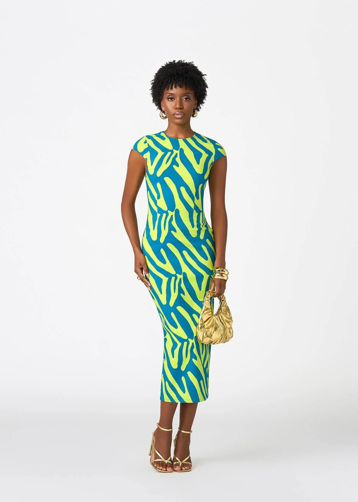 Ashantee Women's African Print Stretch Tunic Dress (Lime Zebra Abstract) - Image 7