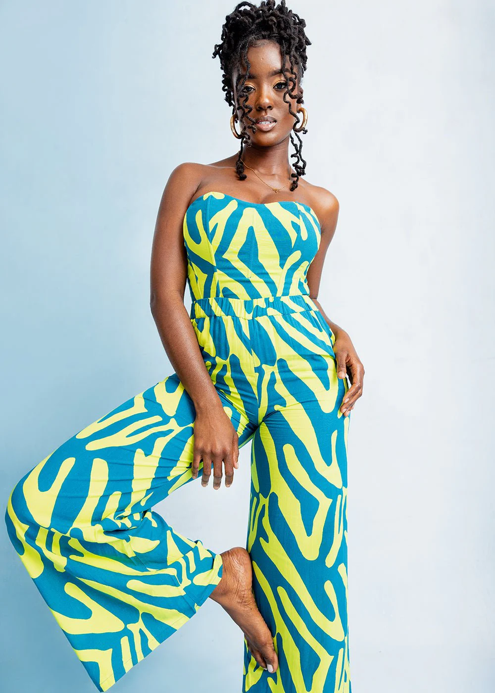 Caimile Women's African Print Stretch Corset (Lime Zebra Abstract) - Image 10
