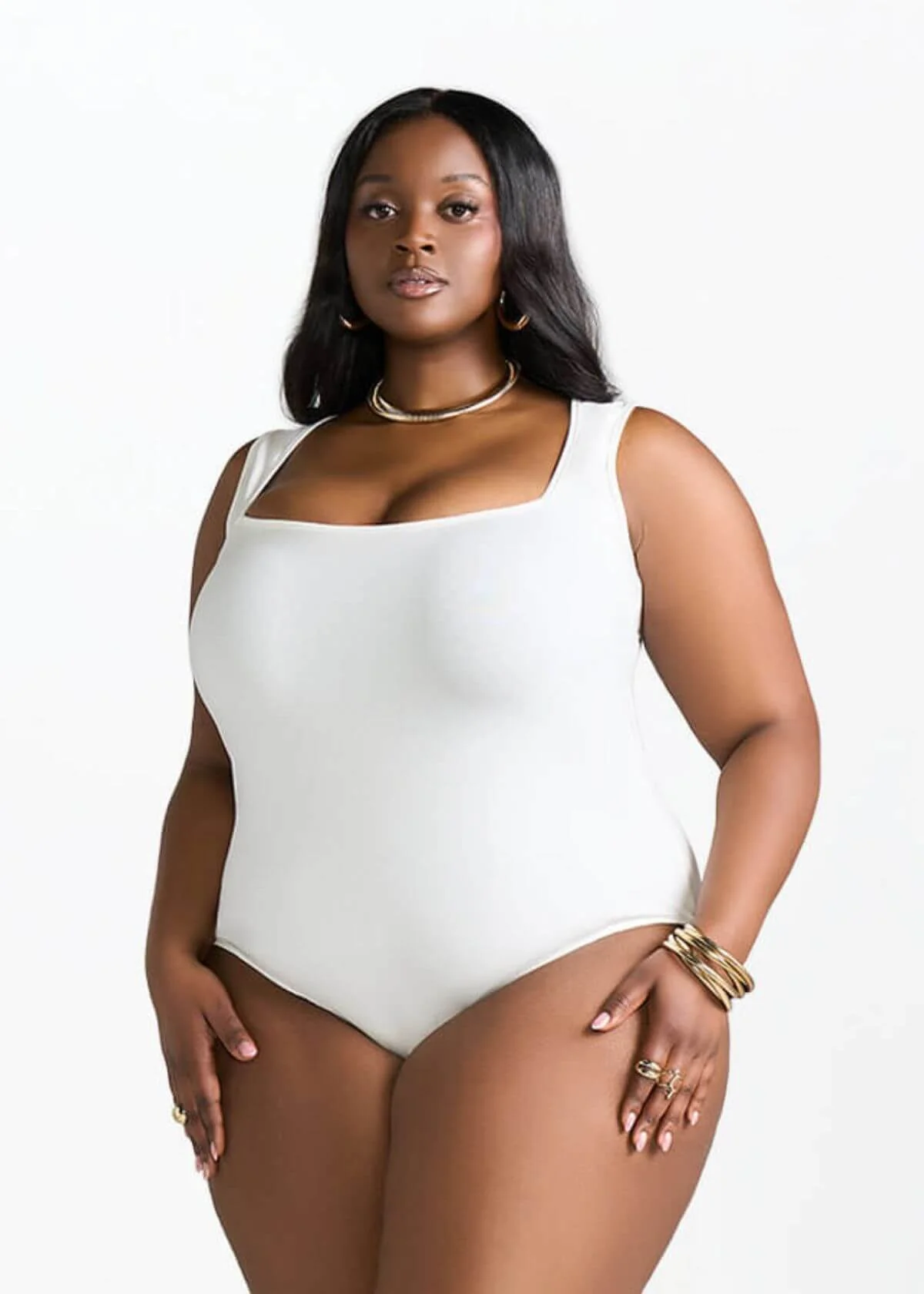 Casaiah Women's Square Neck Bodysuit (Cream) - Image 4
