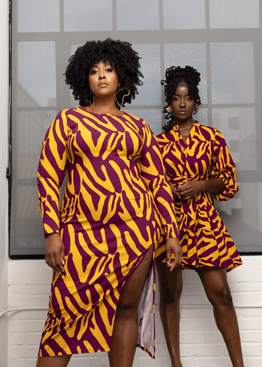 Chidima Women's African Print Stretch Midi Dress (Gold Zebra Abstract) - Image 3