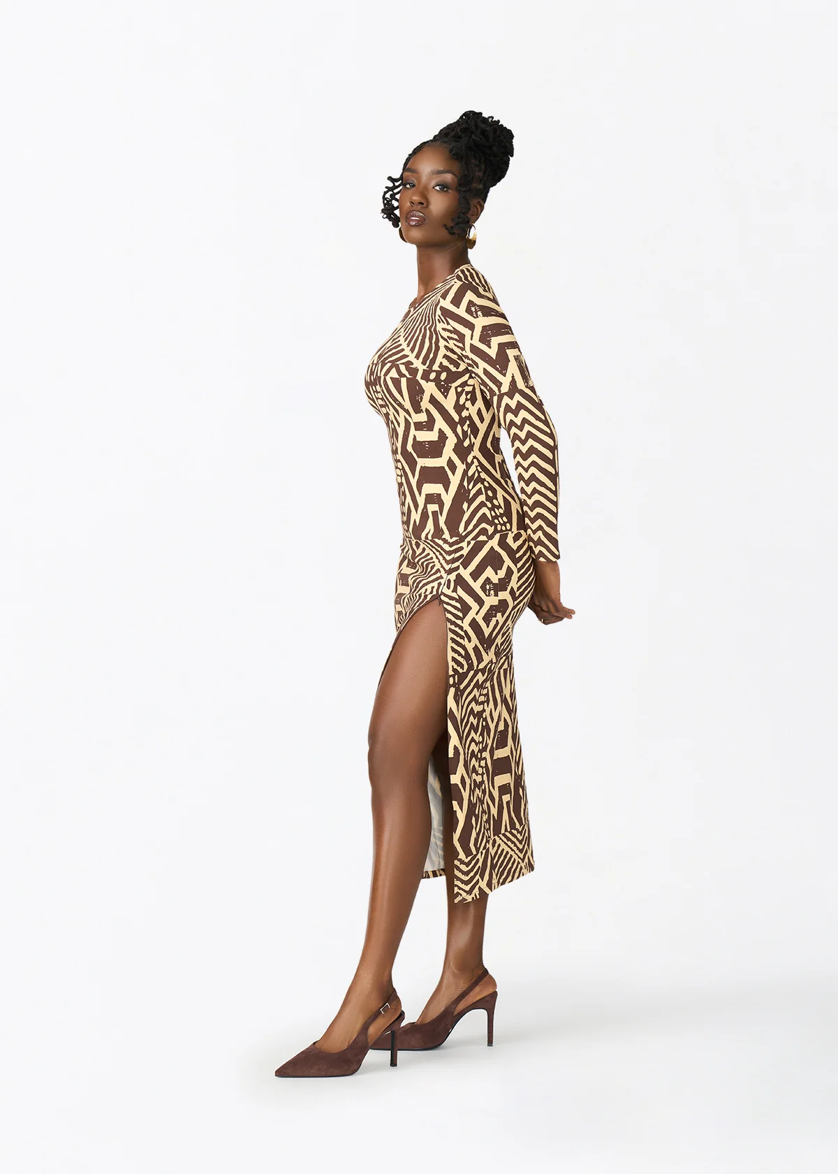 Chidima Women's African Print Tunic Dress (Chocolate Mousse Tribal) - Image 7