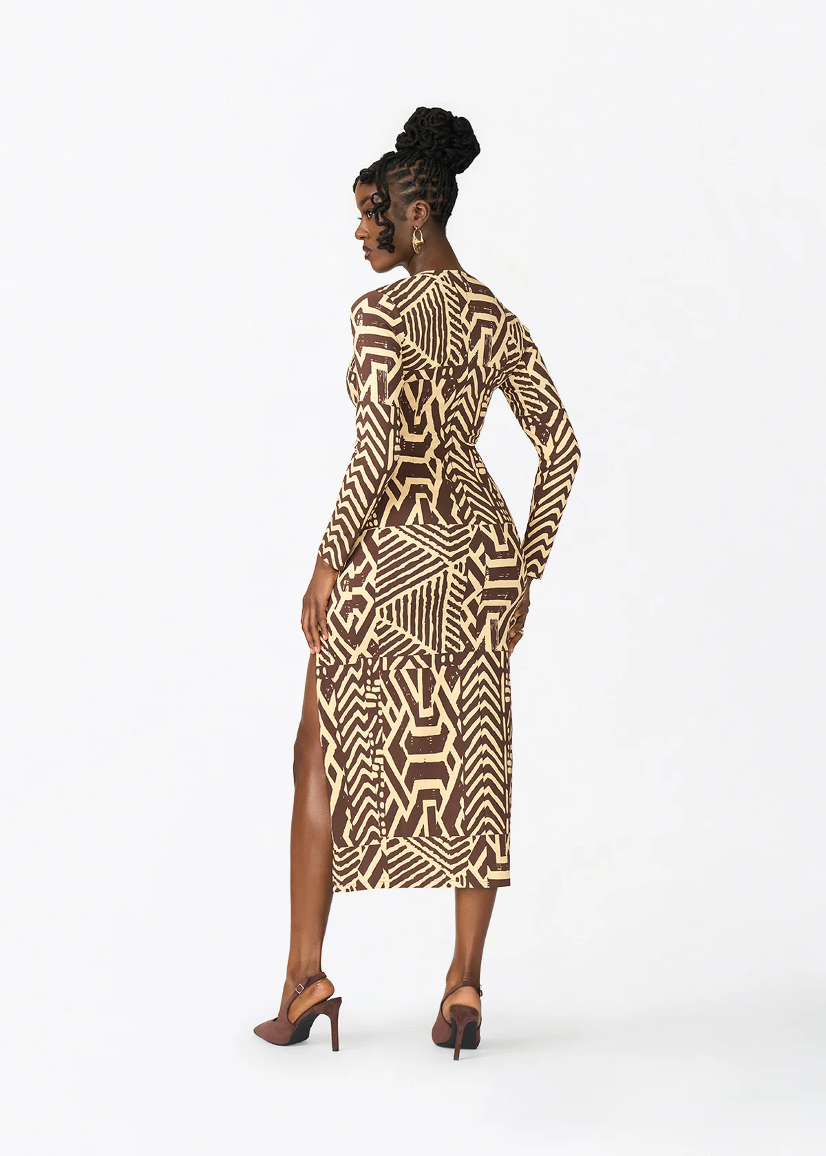 Chidima Women's African Print Tunic Dress (Chocolate Mousse Tribal) - Image 8