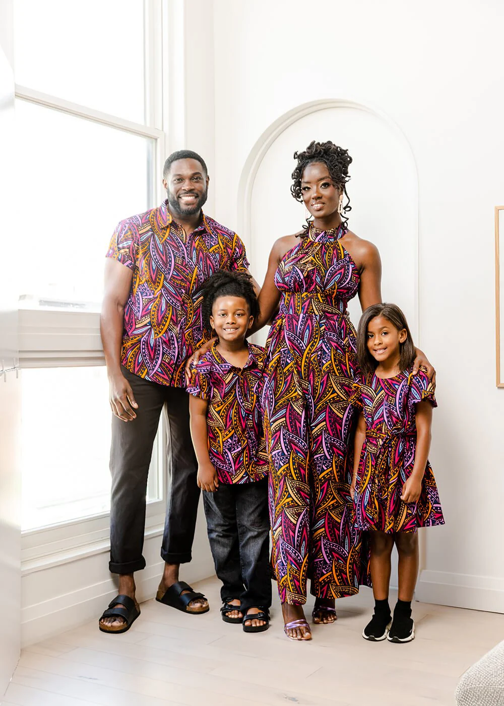 Chuks Boys' African Print Button-Up Shirt (Sunset Leaves) - Image 4