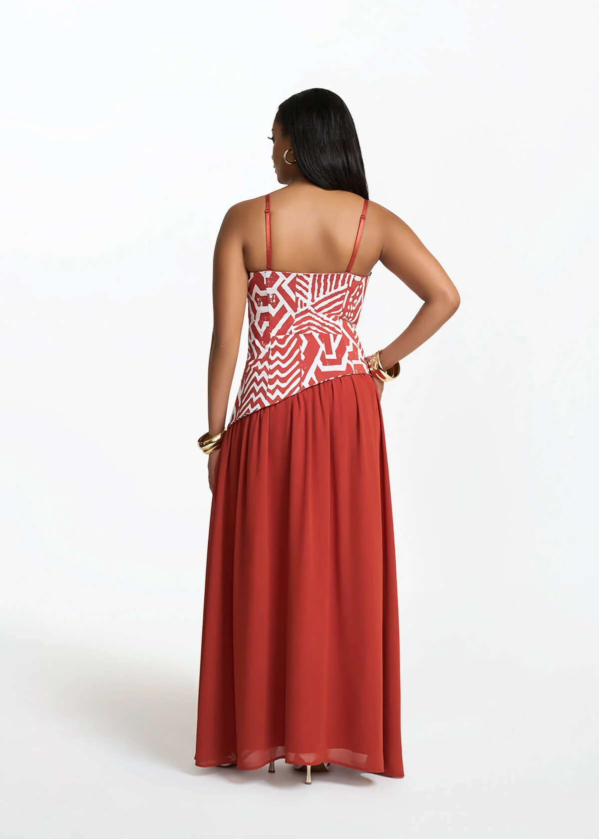 Damilola Women's African Print Strapless Dress (Brick Multipattern) - Image 5