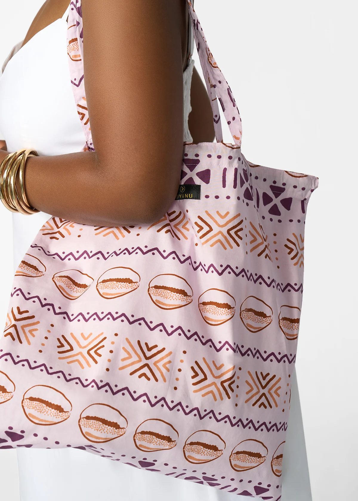 Ebuni African Print Tote  (Mauve Plum Mudcloth) - Clearance