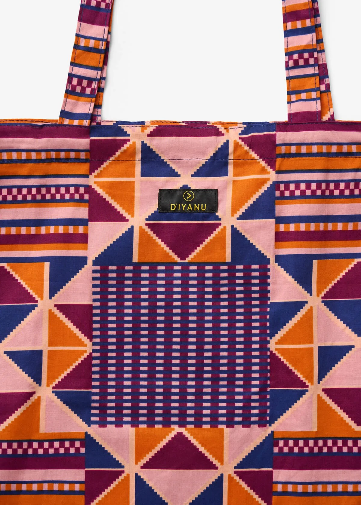 Ebuni Women's African Print Tote Bag (Orange Purple Kente) - Image 4