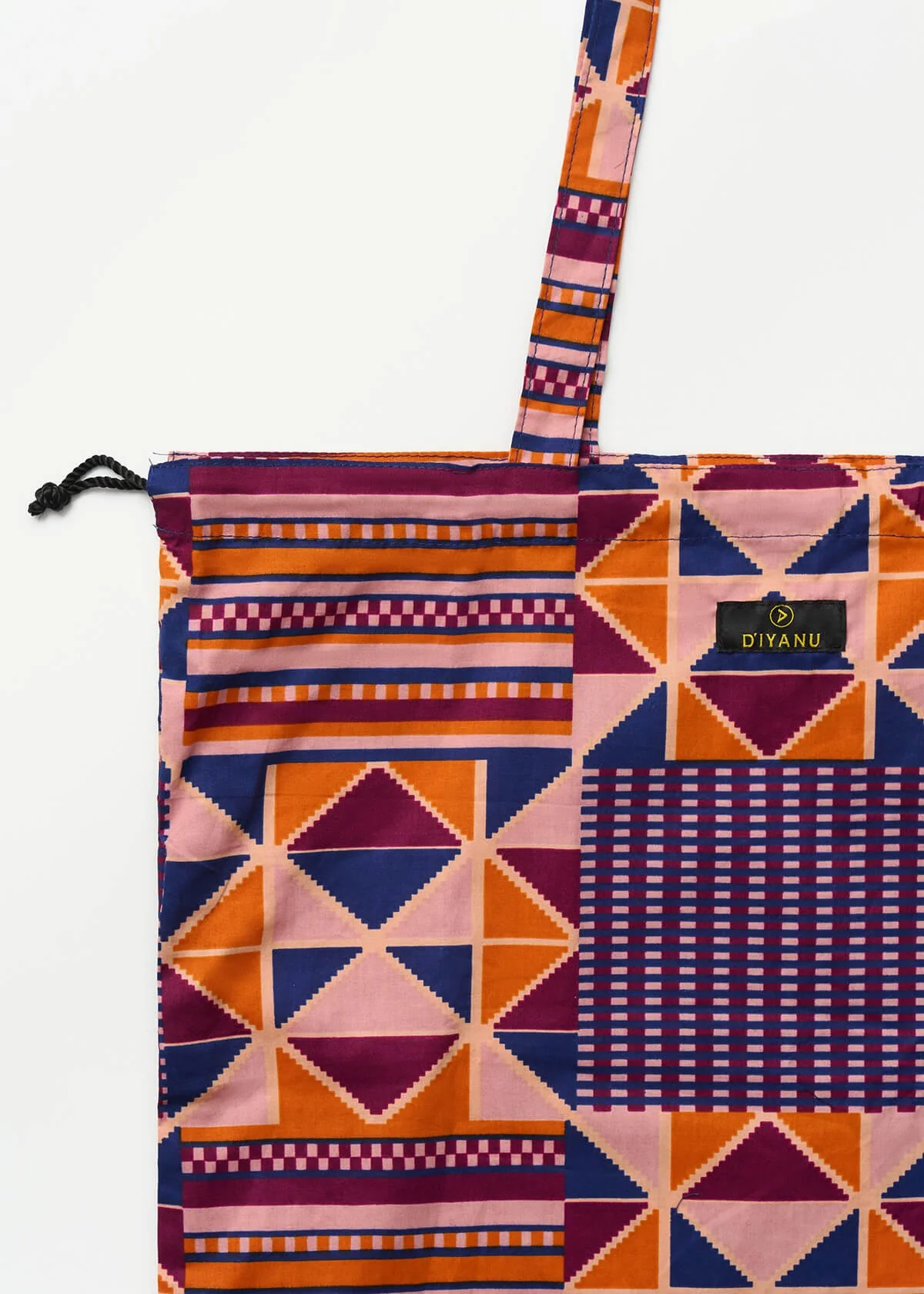 Ebuni Women's African Print Tote Bag (Orange Purple Kente) - Image 5