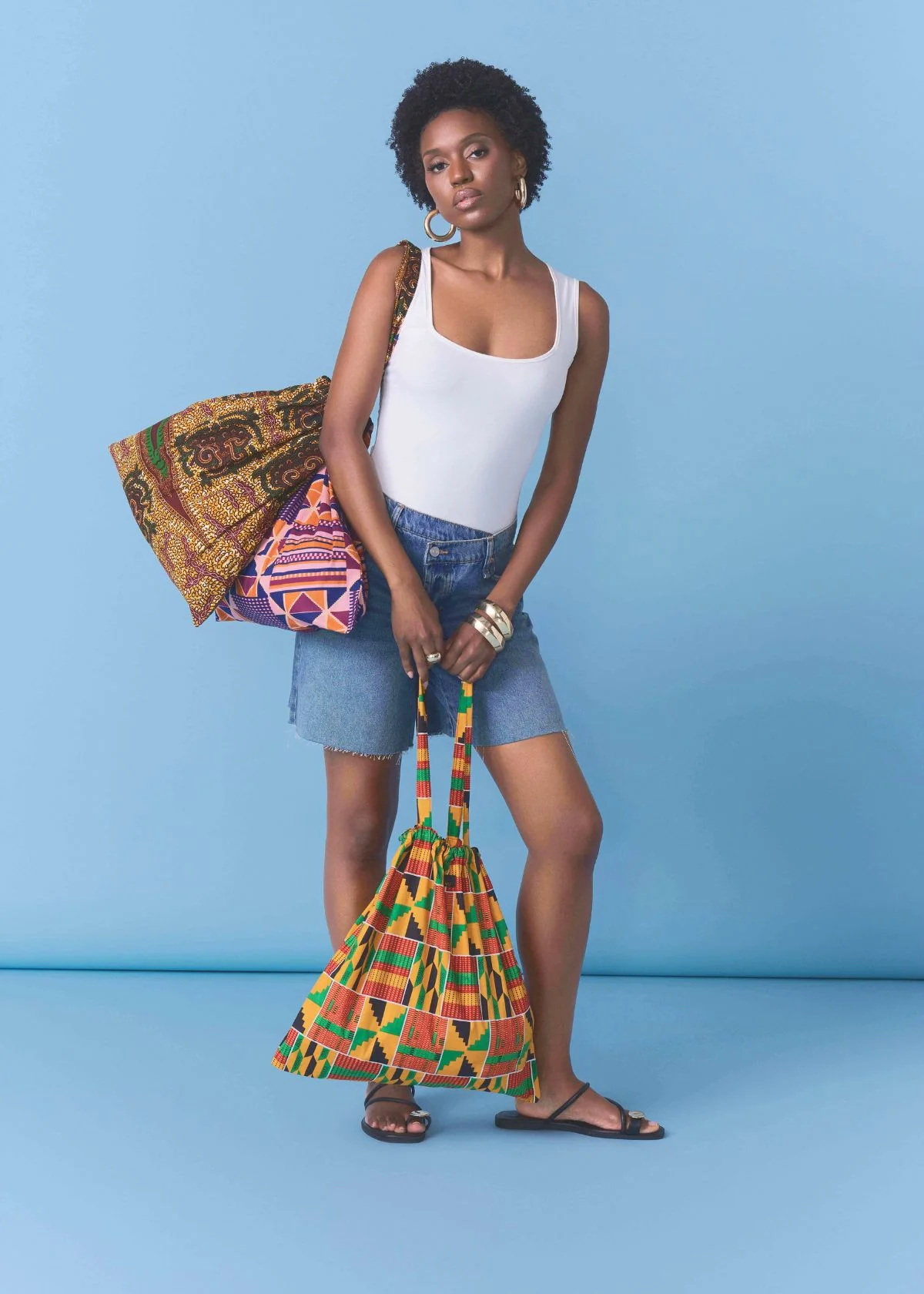 Ebuni African Print Tote Bag (Green Tortoise Diamonds) - Image 6