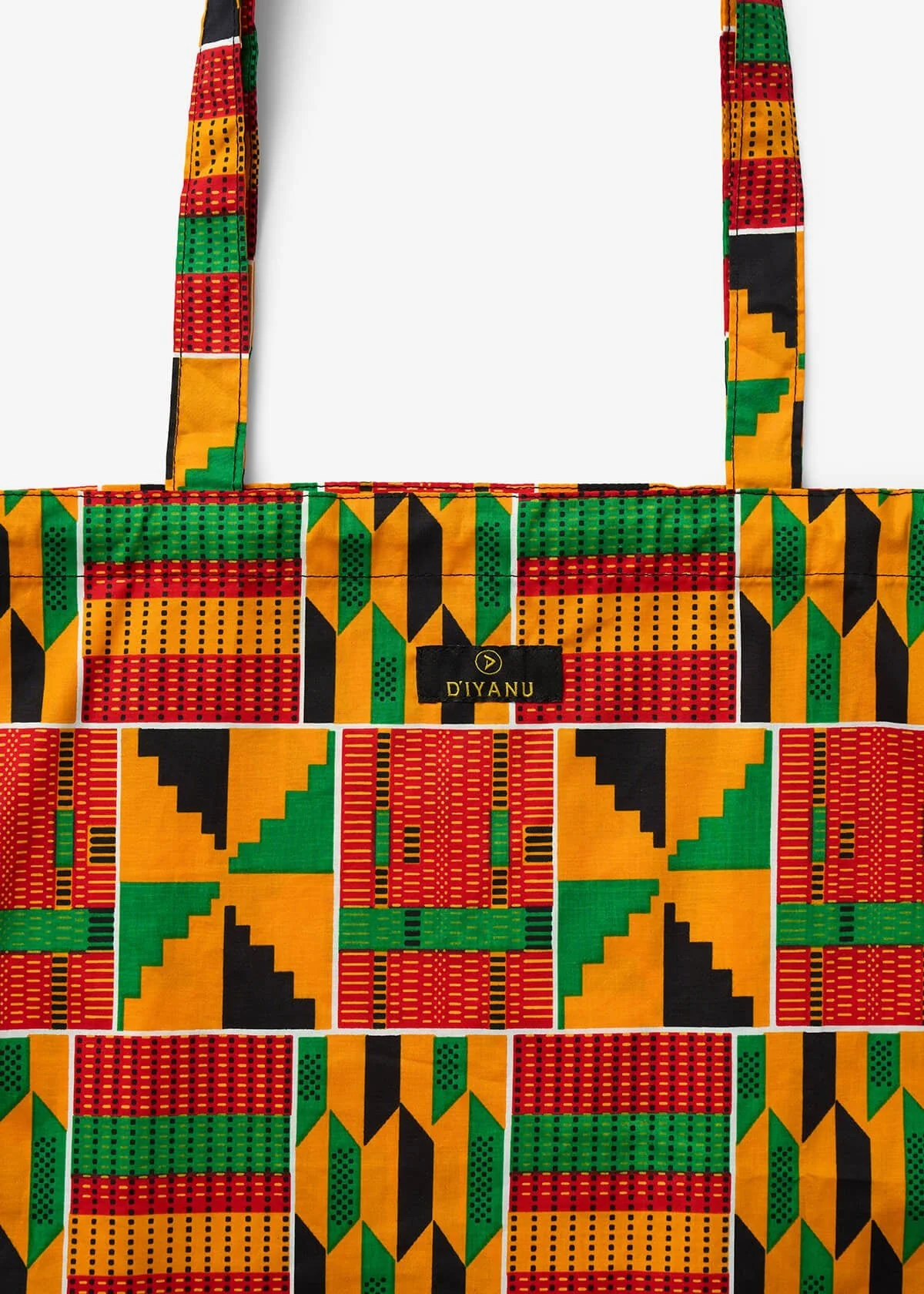 Ebuni Women's African Print Tote Bag (Red Green Yellow Kente) - Image 3