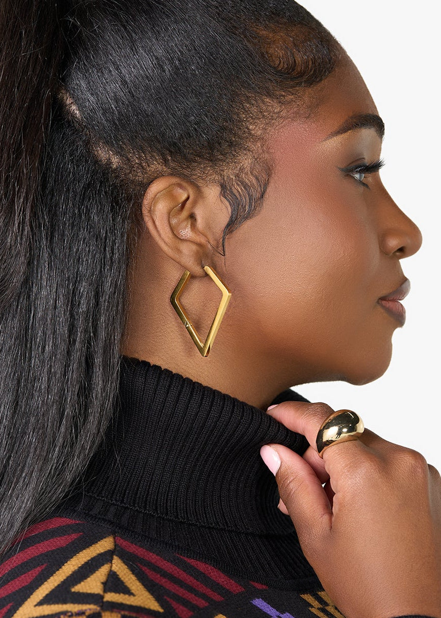 Faiza Womens Angled Earrings (GOLD)