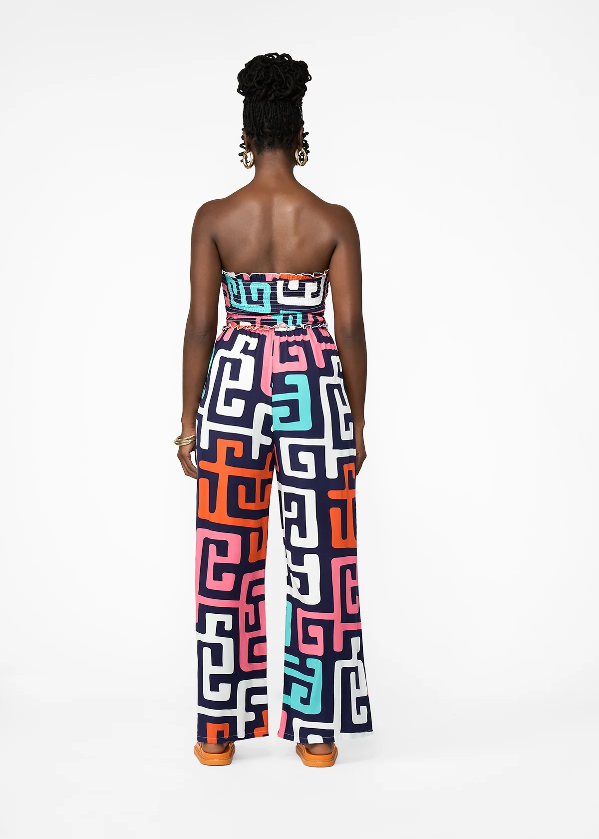 Hadija Women's African Print Smocked Jumpsuit (Confetti Kuba) - Image 3